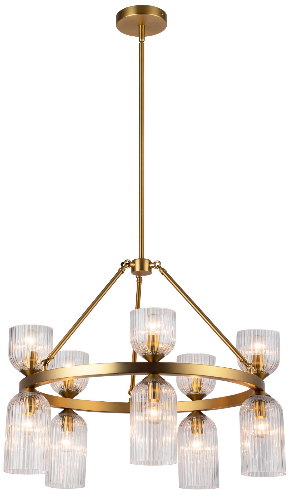 Image 3 Alora Mood Nelly E12 26-in Gold/Clear Ribbed Glass Socket Chandelier more views