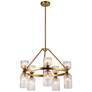 3_Alora Mood Nelly E12 26-in Gold/Clear Ribbed Glass Socket Chandelier more views