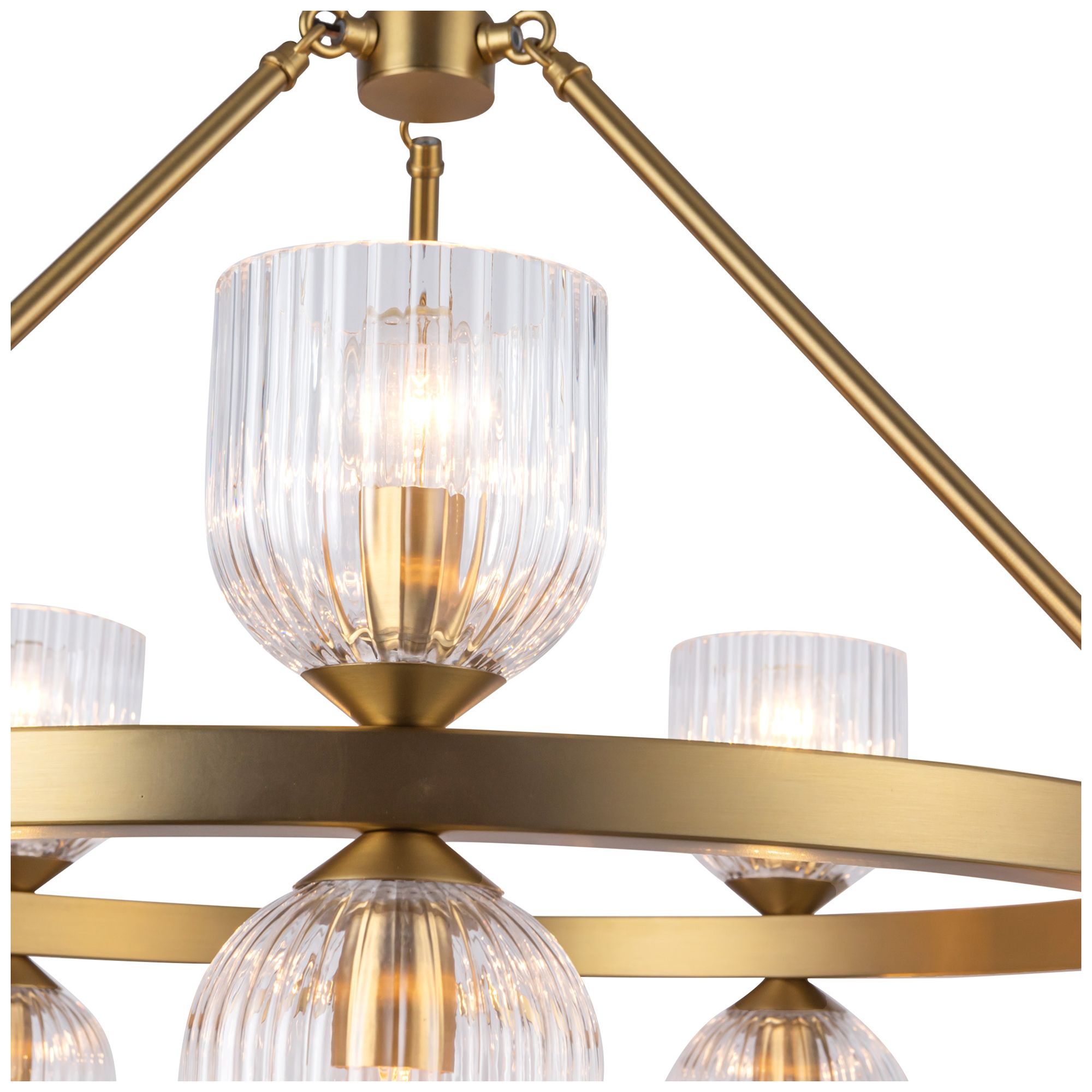 Image 4 Alora Mood Nelly E12 26-in Gold/Clear Ribbed Glass Socket Chandelier more views