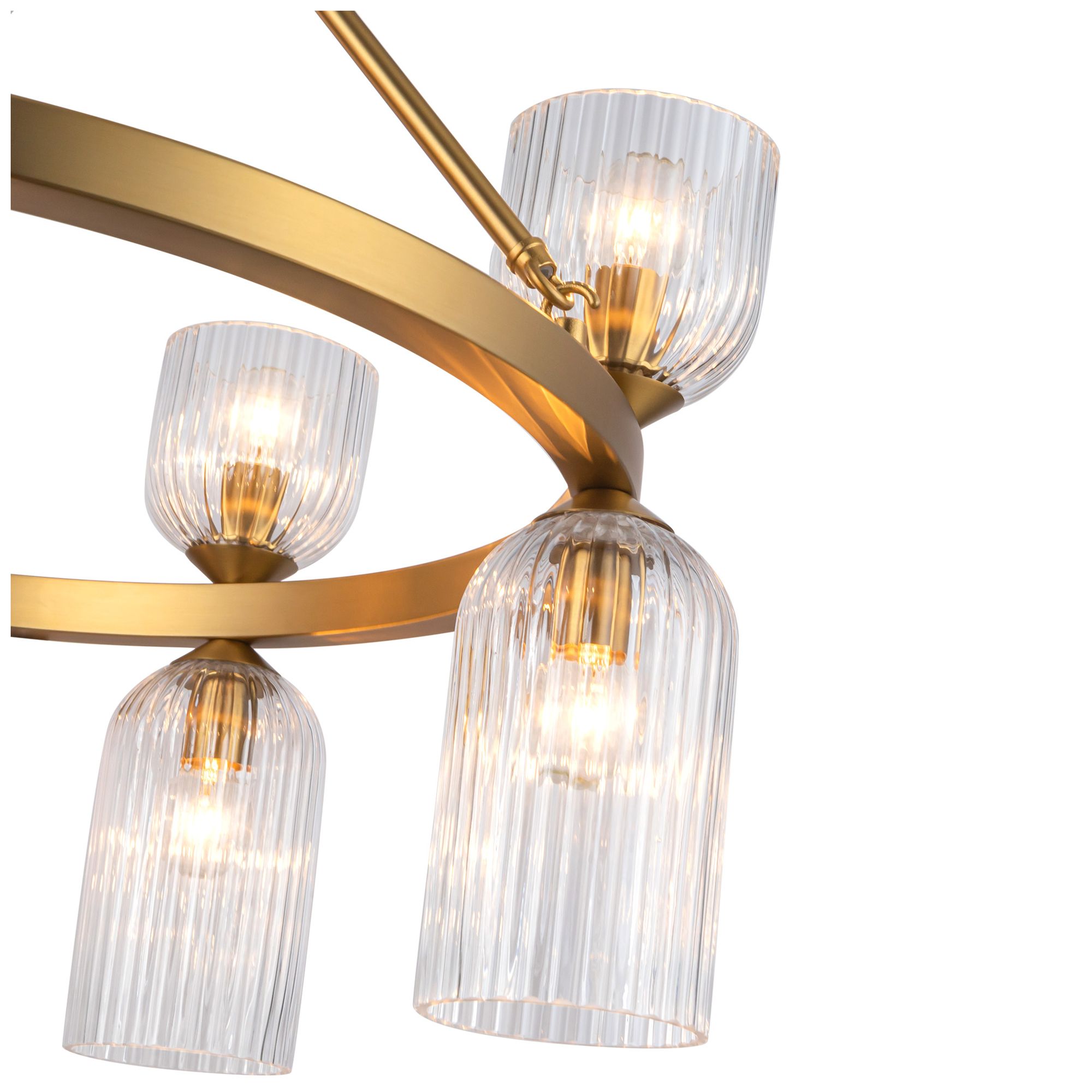 Image 5 Alora Mood Nelly E12 26-in Gold/Clear Ribbed Glass Socket Chandelier more views