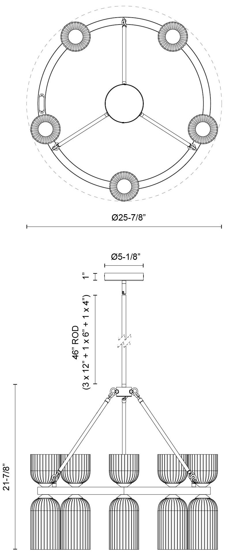 Image 6 Alora Mood Nelly E12 26-in Gold/Clear Ribbed Glass Socket Chandelier more views