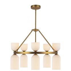 Alora Mood Nelly E12 26-in Gold/Glossy Ribbed Opal Glass Socket Chandelier