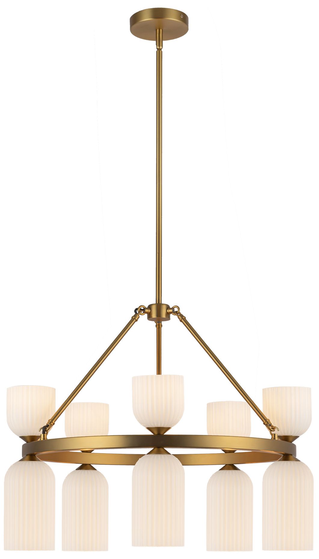 Image 2 Alora Mood Nelly E12 26-in Gold/Glossy Ribbed Opal Glass Socket Chandelier more views