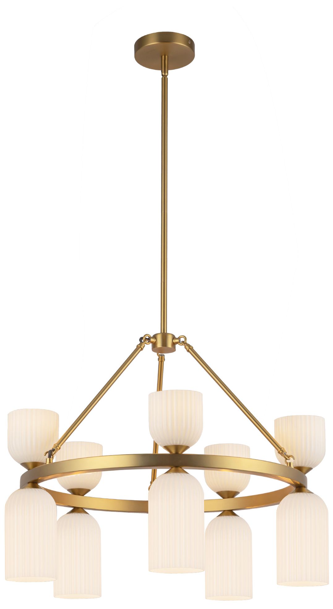 Image 3 Alora Mood Nelly E12 26-in Gold/Glossy Ribbed Opal Glass Socket Chandelier more views