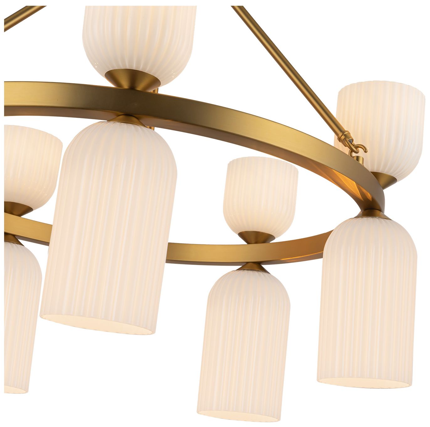 Image 4 Alora Mood Nelly E12 26-in Gold/Glossy Ribbed Opal Glass Socket Chandelier more views