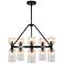 Alora Mood Nelly E12 26-in Matte Black/Clear Ribbed Glass Socket Chandelier