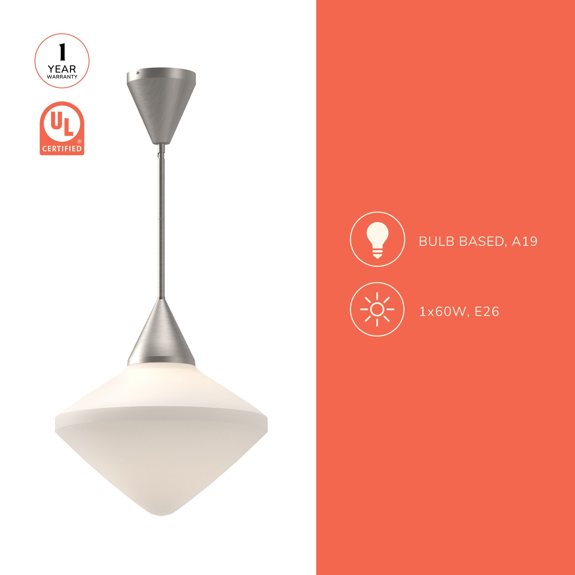 Image 4 Alora Mood Nora E26 14-in Brushed Nickel/Opal Matte Glass Pendant more views