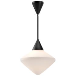 Alora Mood Nora E26 14-in Matte Black/Opal Matte Glass Pendant