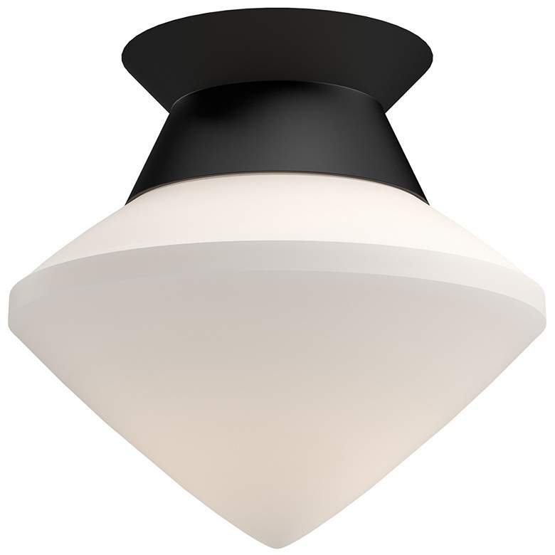 Image 1 Alora Mood Nora E26 8-in Matte Black/Opal Matte Glass Flush Mount