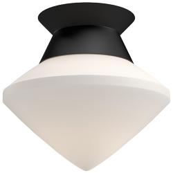 Alora Mood Nora E26 8-in Matte Black/Opal Matte Glass Flush Mount