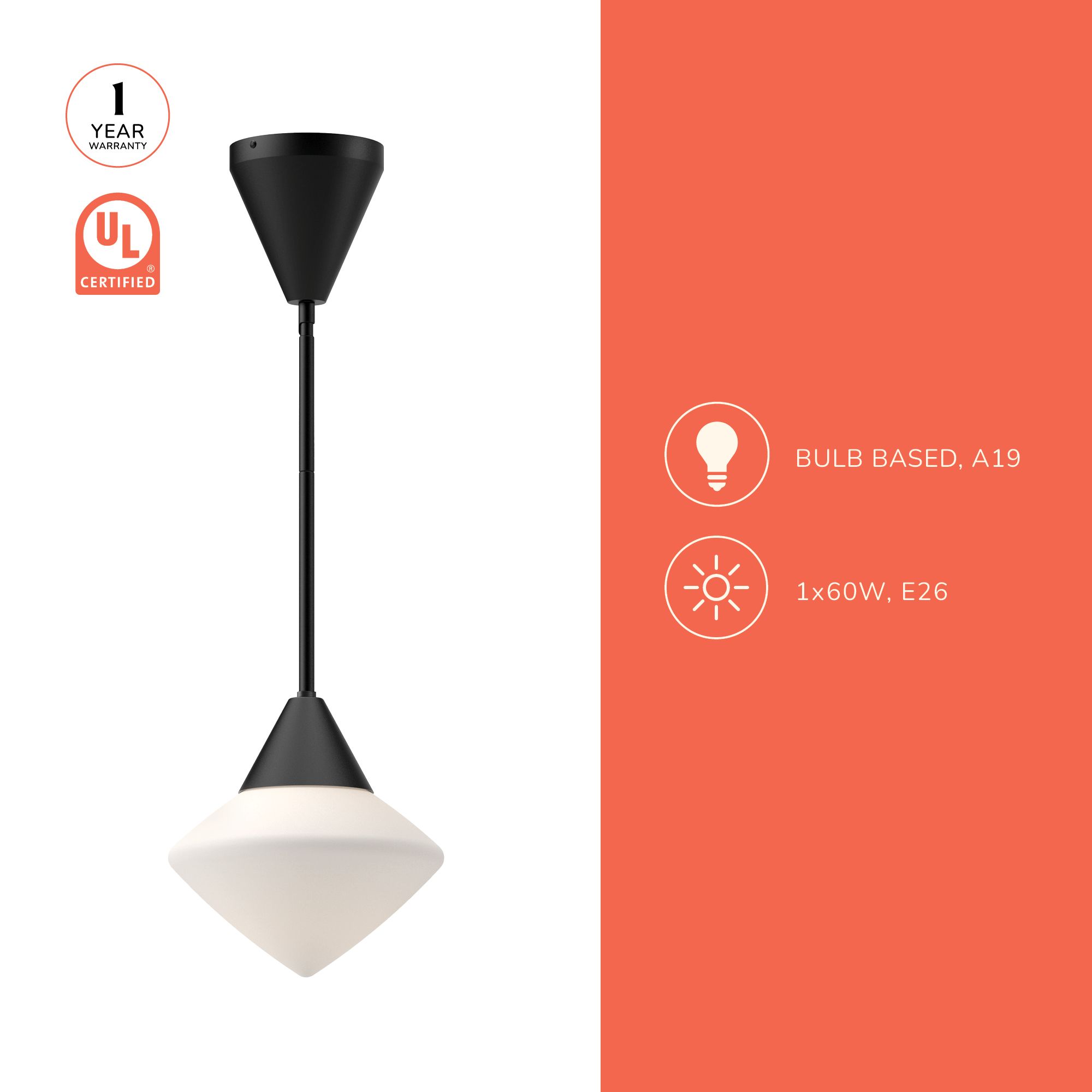 Image 4 Alora Mood Nora E26 8-in Matte Black/Opal Matte Glass Pendant more views