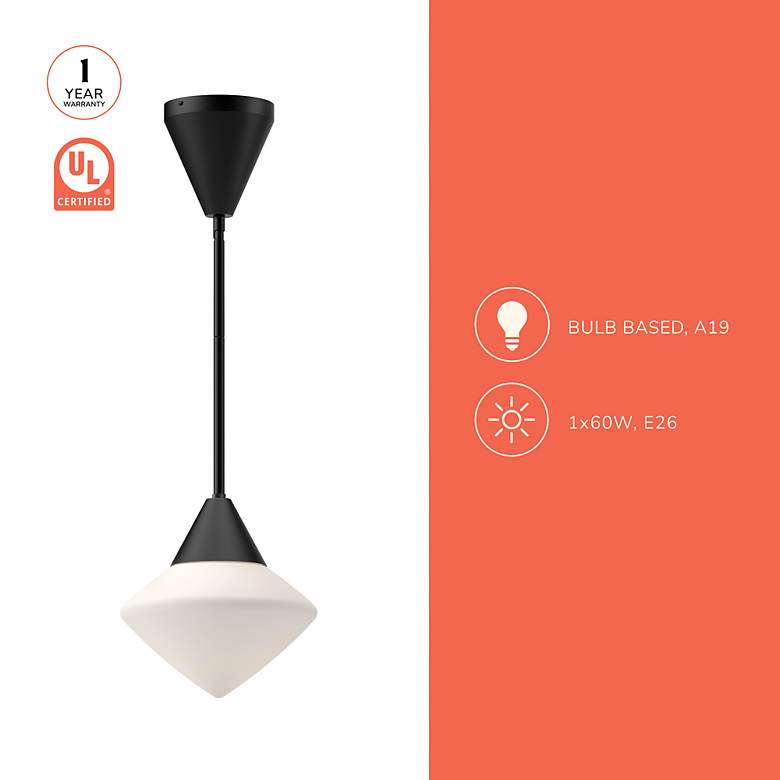 Image 4 Alora Mood Nora E26 8-in Matte Black/Opal Matte Glass Pendant more views