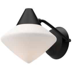 Alora Mood Nora E26 8-in Matte Black/Opal Matte Glass Wall Vanity