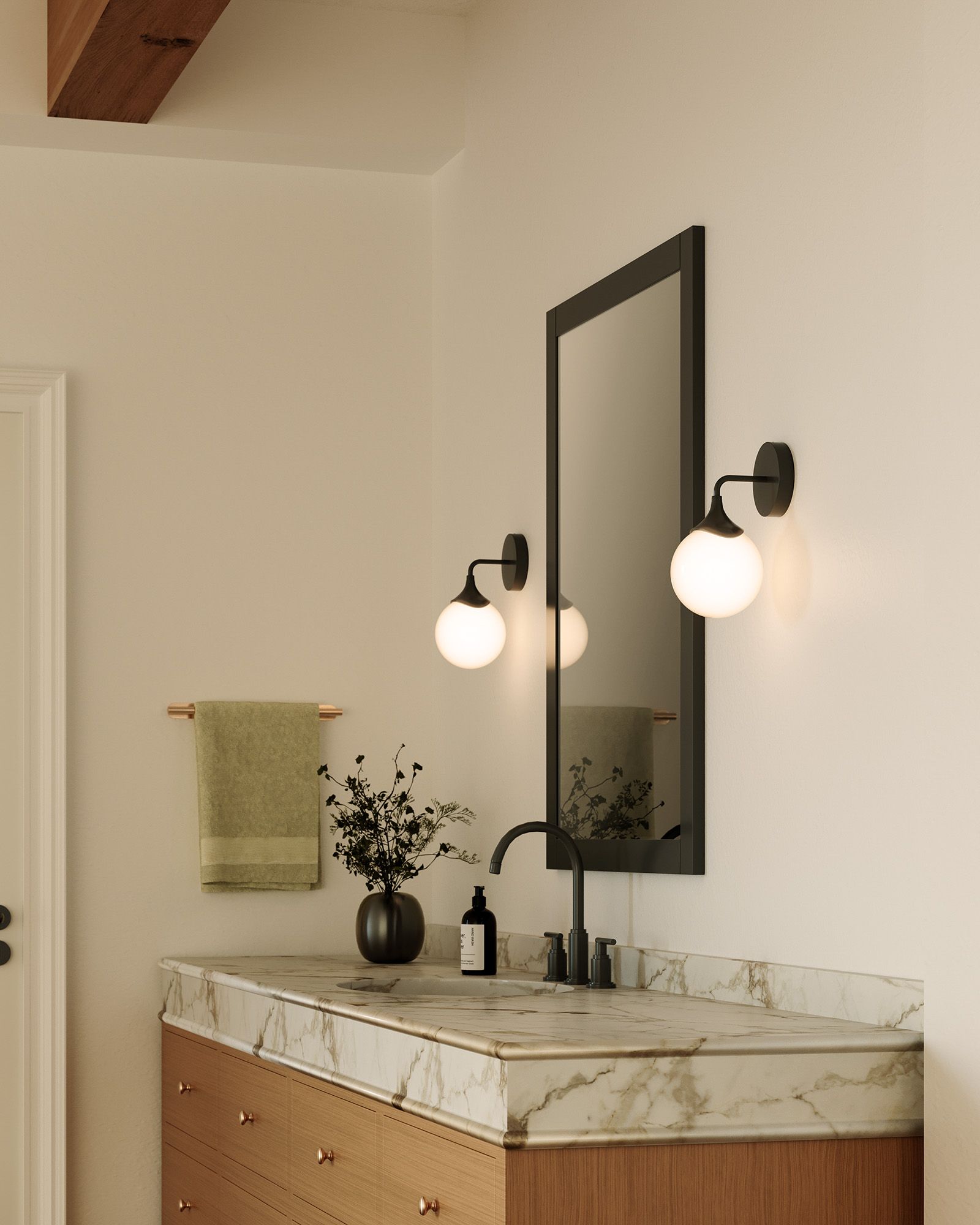 Image 2 Alora Mood Nouveau E26 12-in Matte Black/Opal Matte Glass Wall Vanity more views