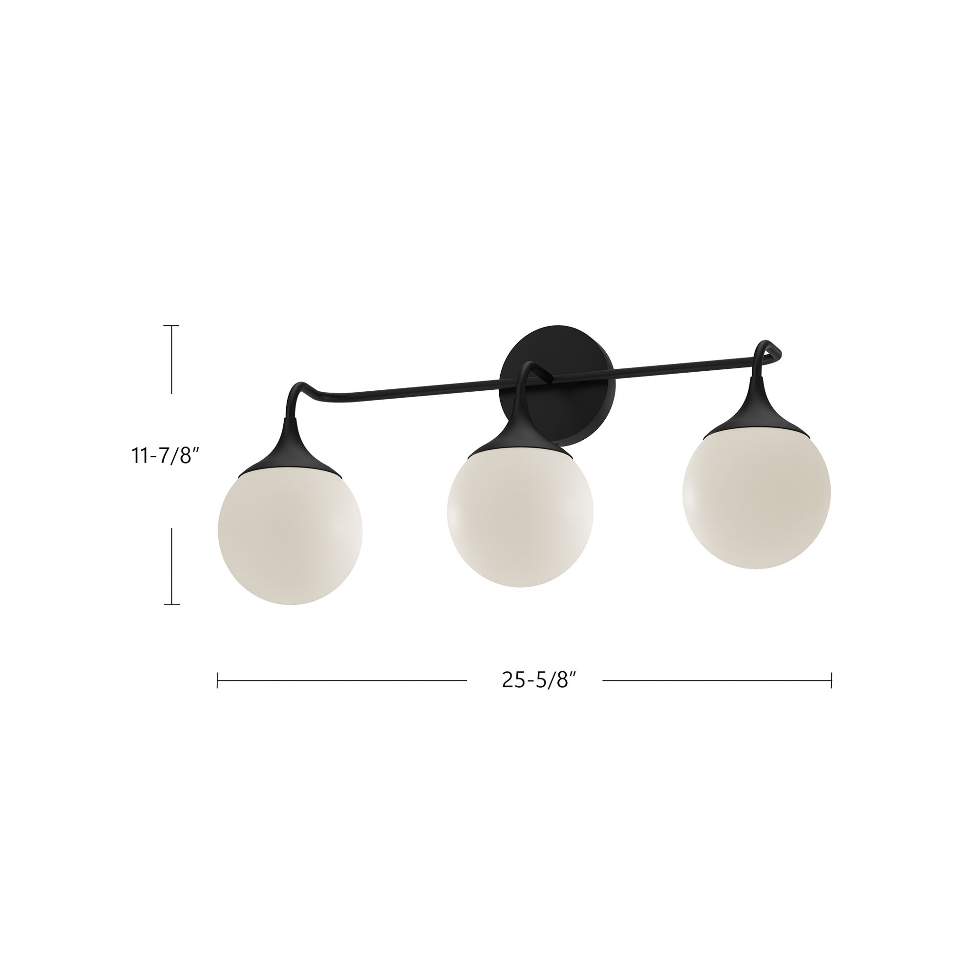 Alora Mood Nouveau E26 25-in Matte Black/Opal Matte Glass Vanity Light