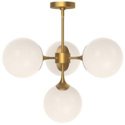 Alora Mood Nouveau E26 26-in Gold/Opal Matte Glass 4 Lights Chandeliers
