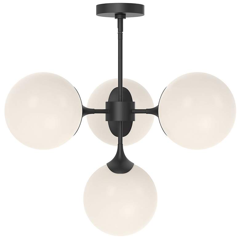 Image 1 Alora Mood Nouveau E26 26-in Matte Black/Opal 4 Lights Chandeliers