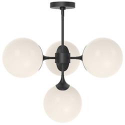 Alora Mood Nouveau E26 26-in Matte Black/Opal 4 Lights Chandeliers