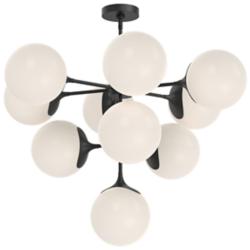 Alora Mood Nouveau E26 35-in Black/Opal Matte Glass 10 Lights Chandeliers