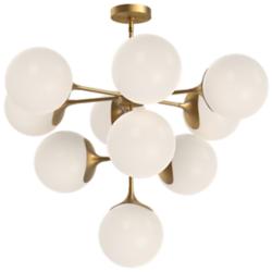 Alora Mood Nouveau E26 35-in Gold/Opal Matte Glass 10 Lights Chandeliers