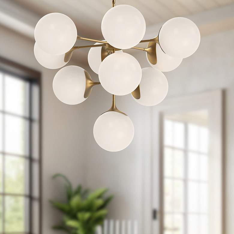 Image 1 Alora Mood Nouveau E26 35-in Gold/Opal Matte Glass 10 Lights Chandeliers
