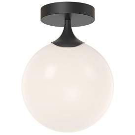 Image1 of Alora Mood Nouveau E26 8-in Matte Black/Opal Matte Glass Flush Mount