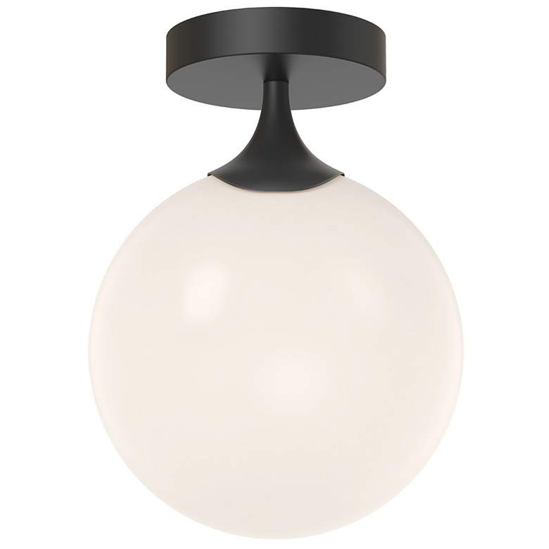 Image 1 Alora Mood Nouveau E26 8-in Matte Black/Opal Matte Glass Flush Mount