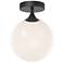 Alora Mood Nouveau E26 8-in Matte Black/Opal Matte Glass Flush Mount