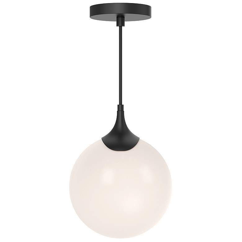 Image 2 Alora Mood Nouveau E26 8-in Matte Black/Opal Matte Glass Pendant