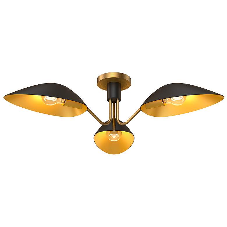 Image 1 Alora Mood Oscar E26 32-in Aged Gold/Matte Black Semi-Flush Mount