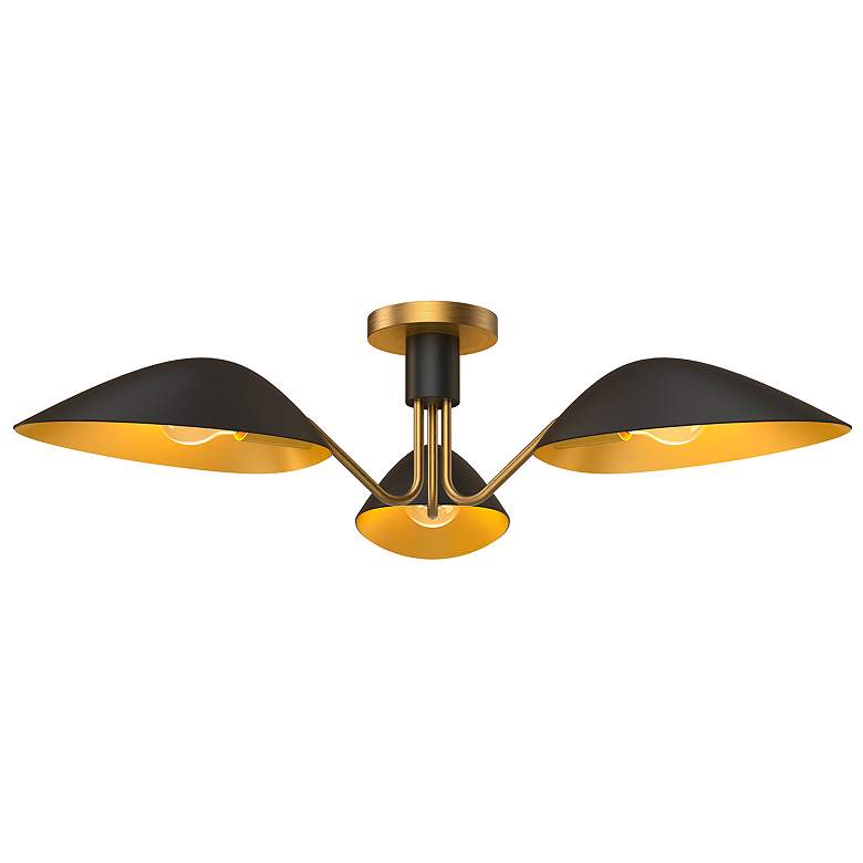 Image 2 Alora Mood Oscar E26 32-in Aged Gold/Matte Black Semi-Flush Mount more views