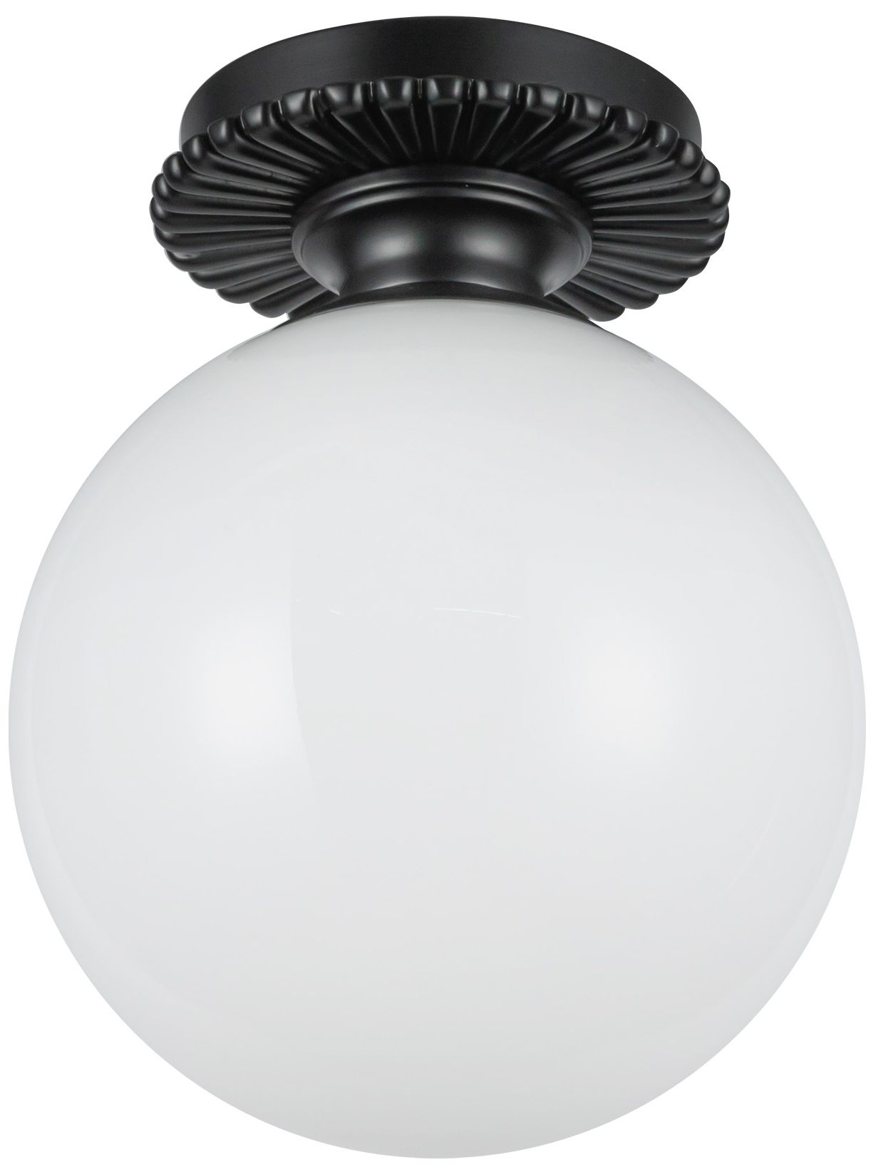 Image 4 Alora Mood Otis E26 8-in Matte Black/Glossy Opal Glass Semi-Flush Mount more views