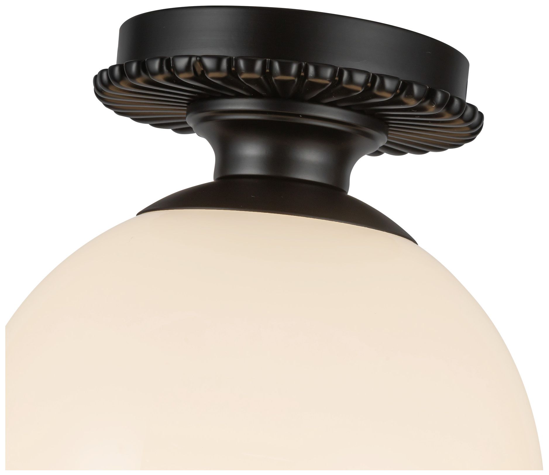 Image 5 Alora Mood Otis E26 8-in Matte Black/Glossy Opal Glass Semi-Flush Mount more views