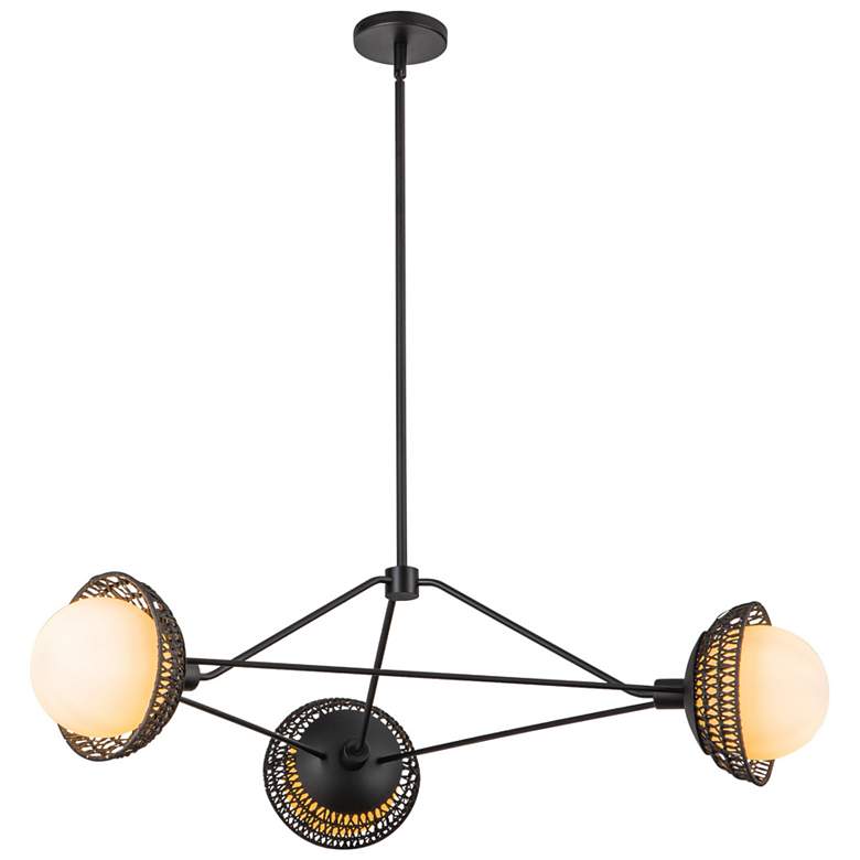 Image 1 Alora Mood Perth E12 40-in Matte Black/Opal Glass Chandelier