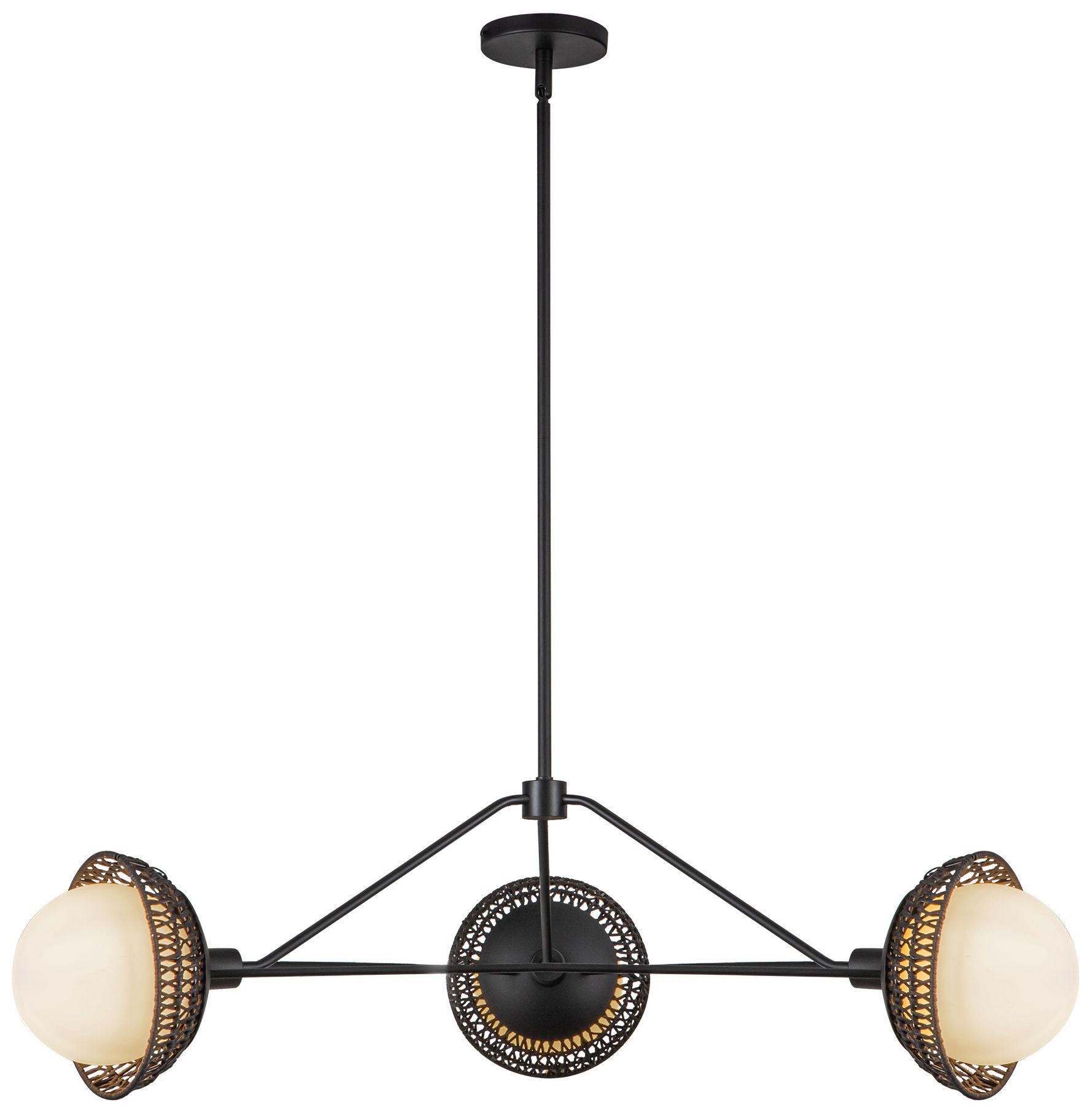 Image 3 Alora Mood Perth E12 40-in Matte Black/Opal Glass Chandelier more views