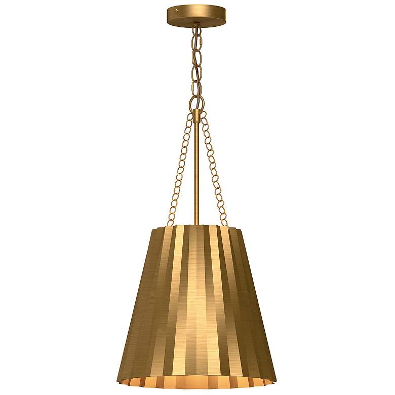 Image 1 Alora Mood Plisse E26 12-in Aged Gold Pendant