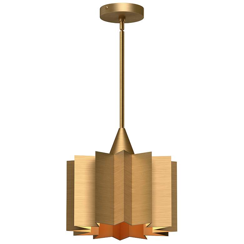 Image 1 Alora Mood Plisse E26 12-in Aged Gold Pendant