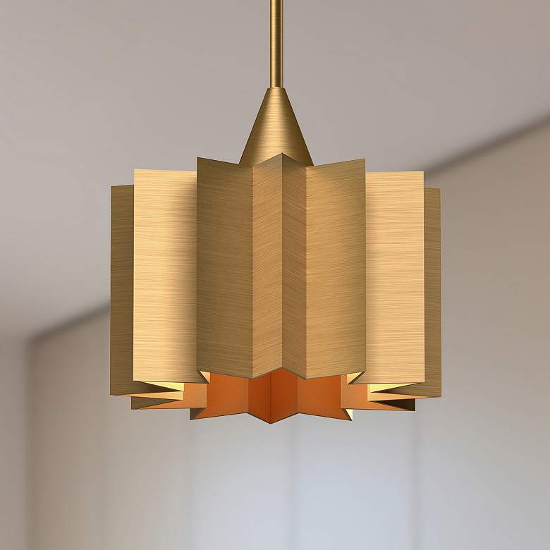 Image 1 Alora Mood Plisse E26 12-in Aged Gold Pendant