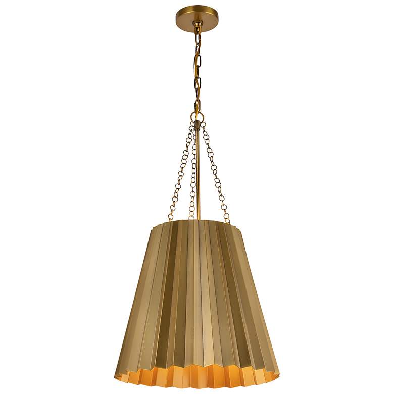 Image 3 Alora Mood Plisse E26 16-in Aged Gold Pendant more views