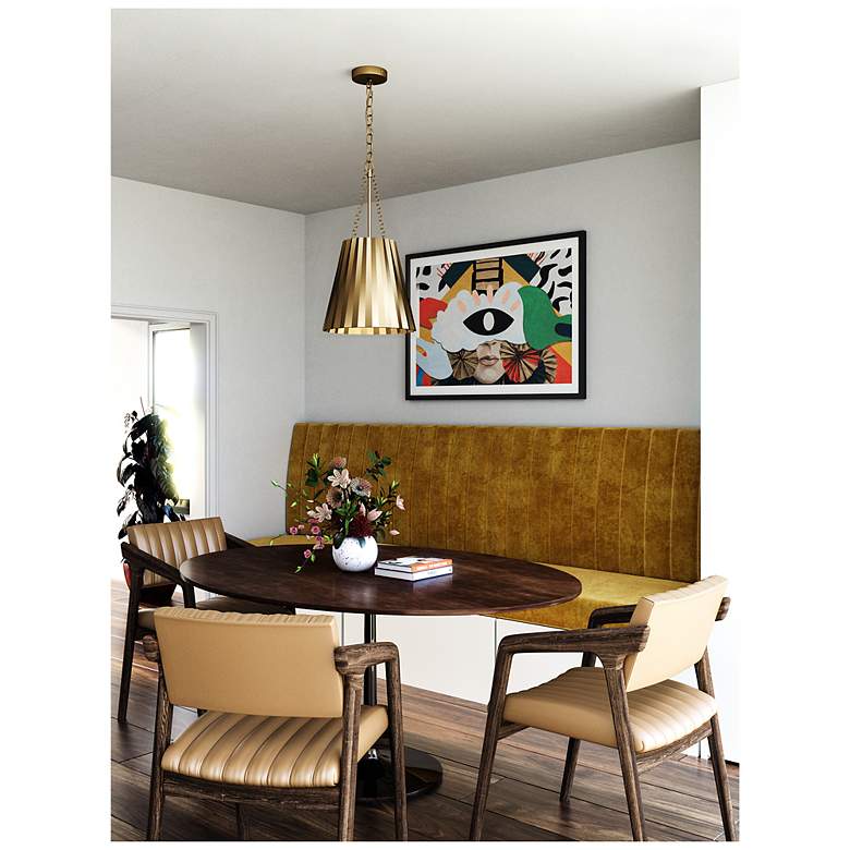 Image 7 Alora Mood Plisse E26 16-in Aged Gold Pendant more views