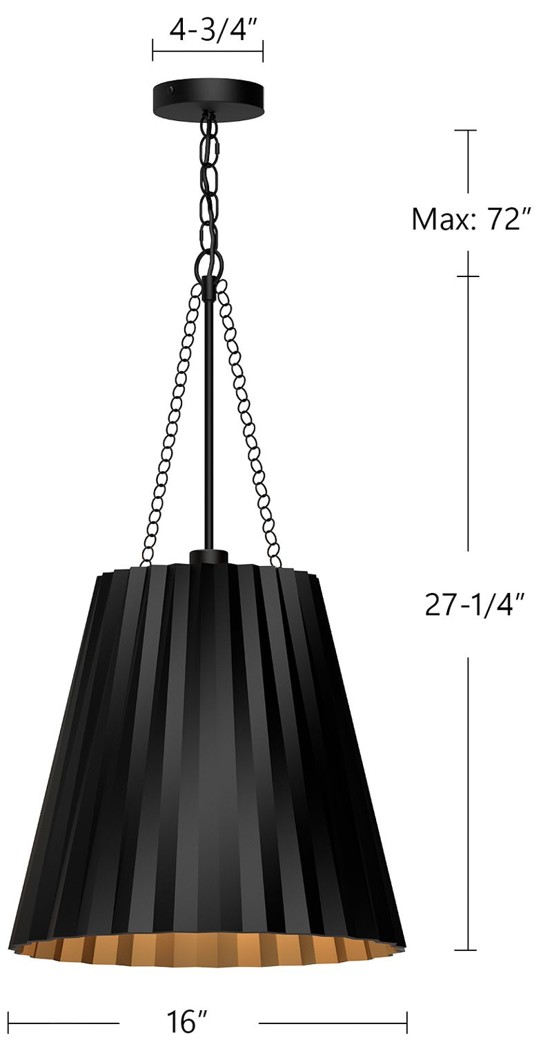 Alora Mood Plisse E26 16-in Aged Gold Pendant