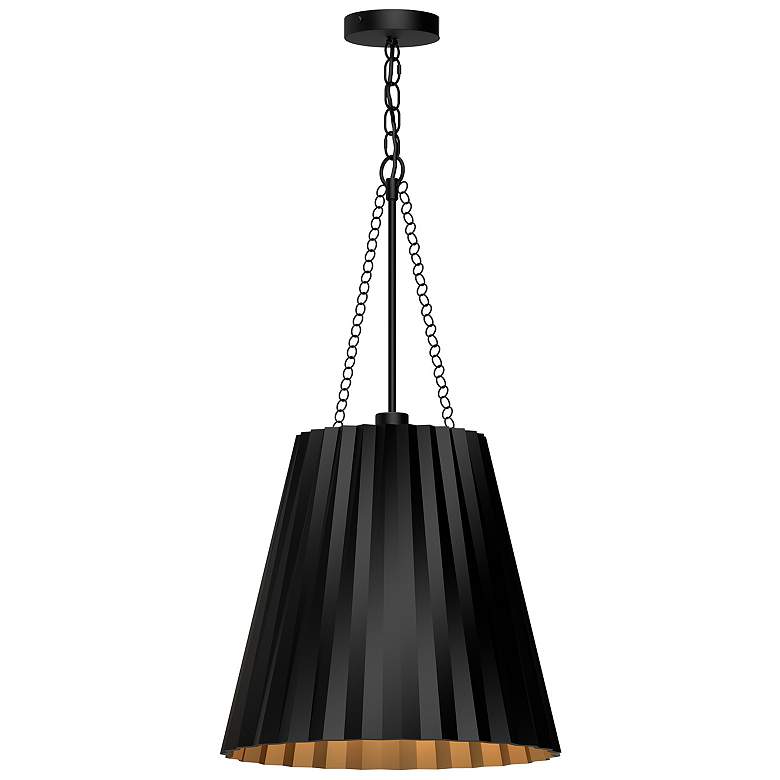 Image 1 Alora Mood Plisse E26 16-in Matte Black Pendant