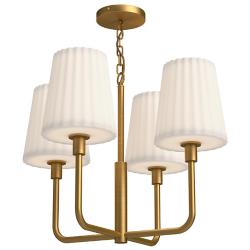 Alora Mood Plisse E26 23-in Aged Gold/Opal Matte Glass 4 Lights Chandeliers