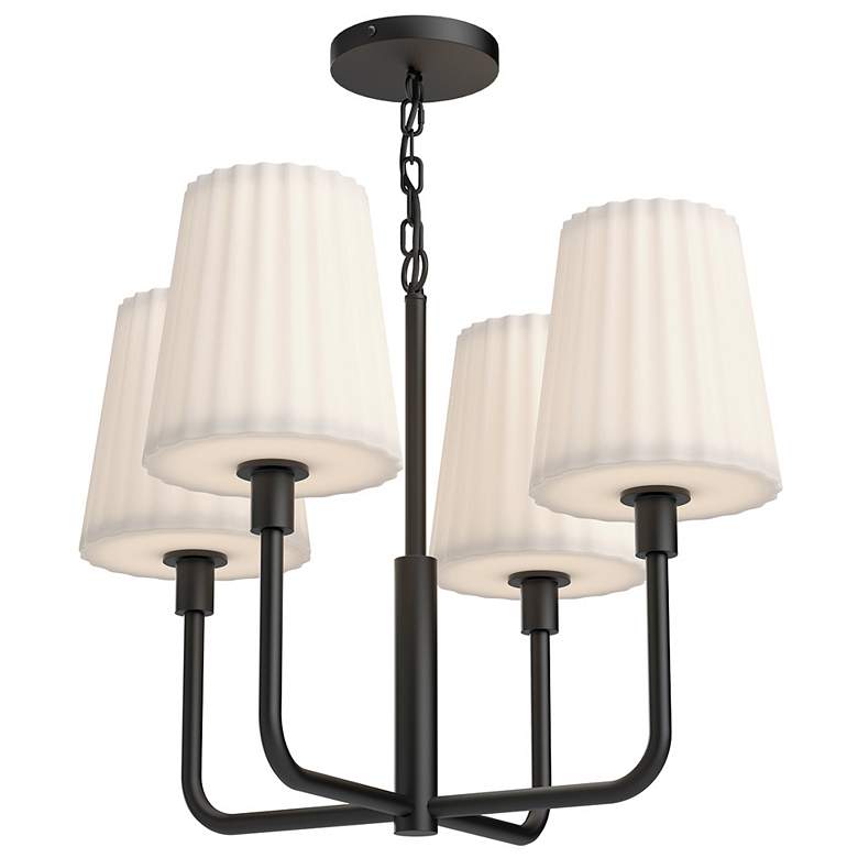 Image 1 Alora Mood Plisse E26 23-in Black/Opal Matte Glass 4 Lights Chandeliers