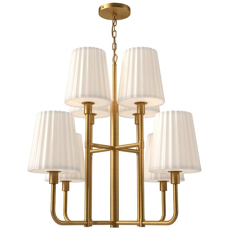 Image 1 Alora Mood Plisse E26 30-in Aged Gold/Opal Matte Glass 8 Lights Chandeliers
