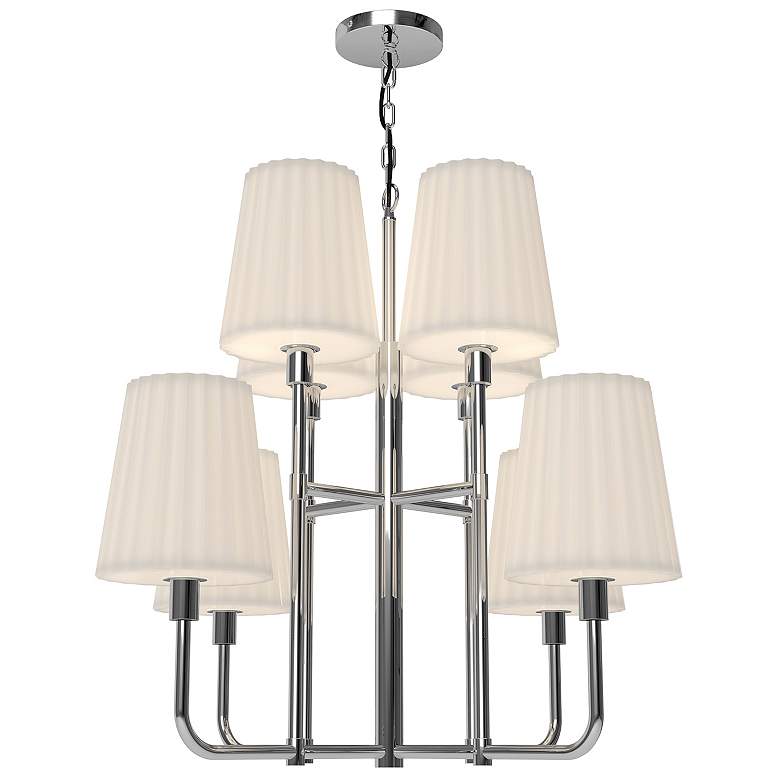 Image 1 Alora Mood Plisse E26 30-in Chrome/Opal Matte Glass 8 Lights Chandeliers