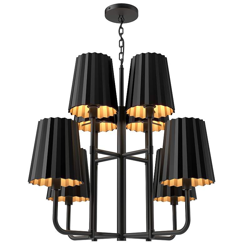 Image 1 Alora Mood Plisse E26 30-in Matte Black 8 Lights Chandeliers