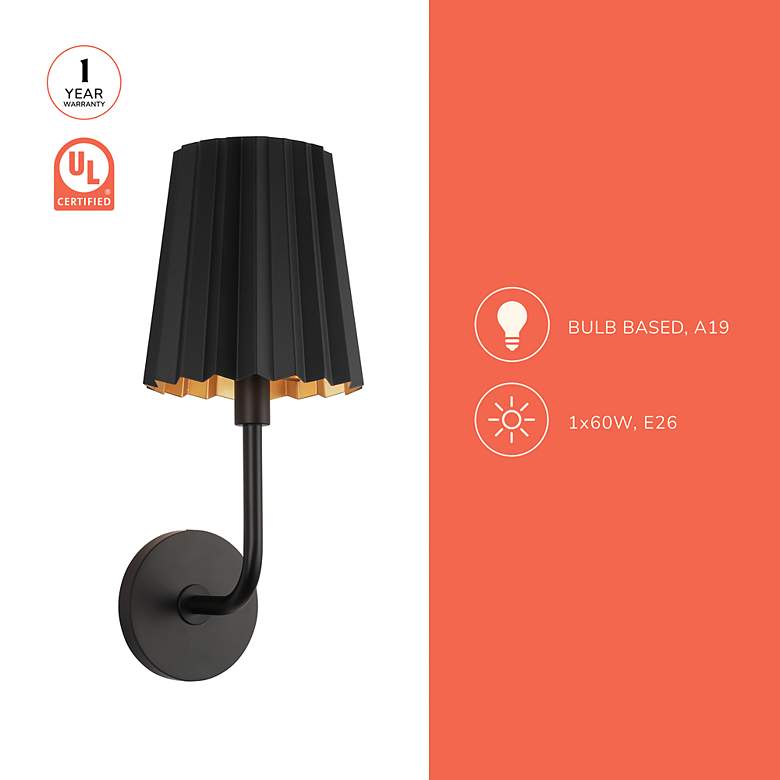 Image 7 Alora Mood Plisse E26 7-in Aged Gold Wall Vanity more views