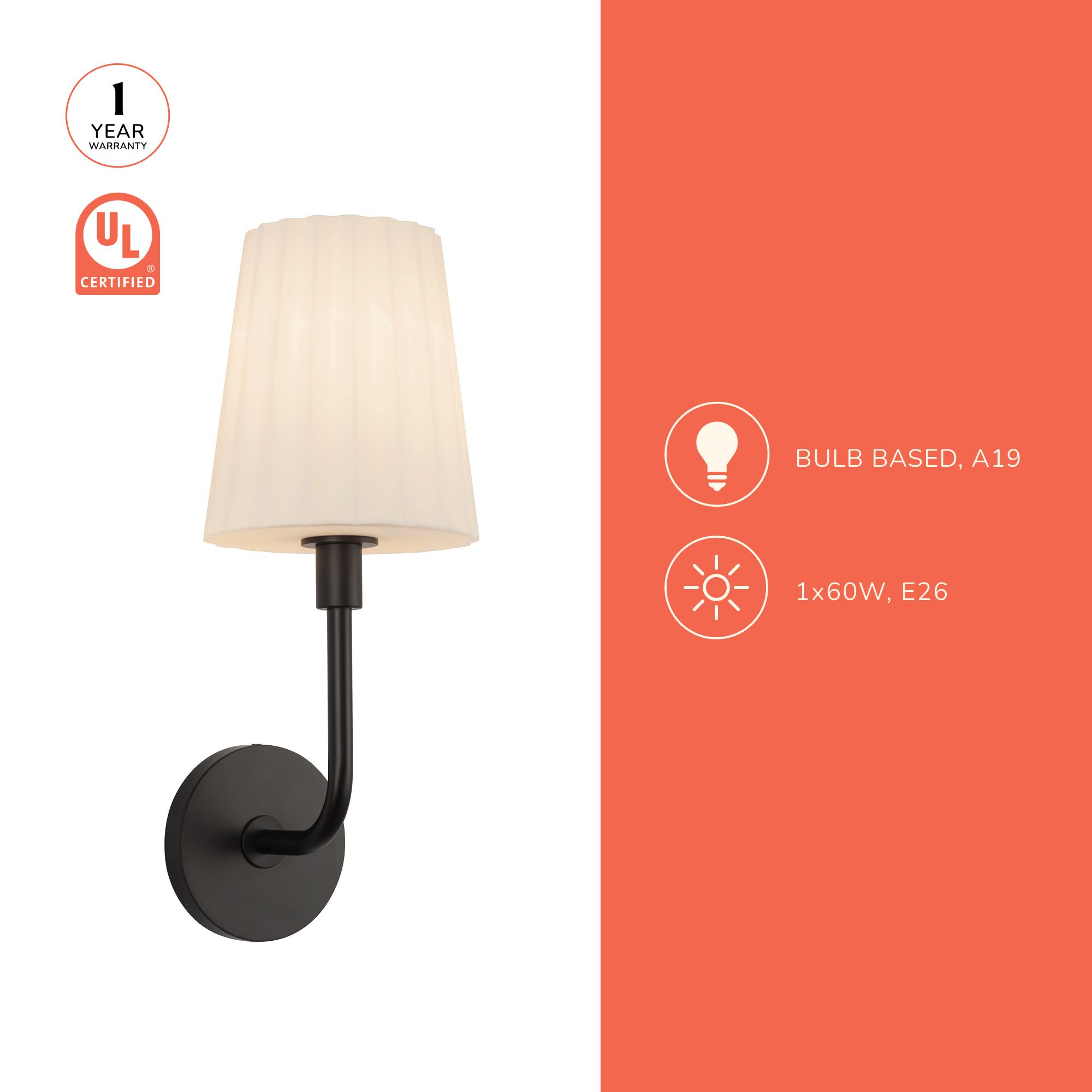 Image 7 Alora Mood Plisse E26 7-in Chrome/Opal Matte Glass Wall Vanity more views