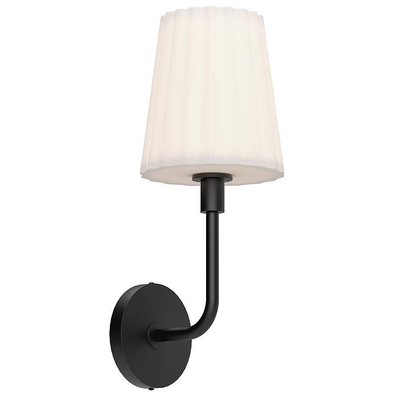 Image 1 Alora Mood Plisse E26 7-in Matte Black/Opal Matte Glass Wall Vanity